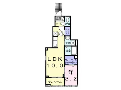 ヒカルサ豊橋牟呂水神(1LDK/1階)の間取り写真