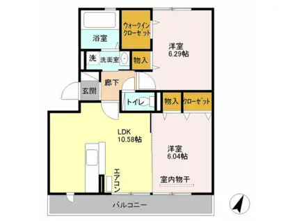 ラグランメール(2LDK/1階)の間取り写真