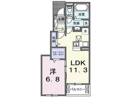 SOLEILEII(1LDK/1階)の間取り写真