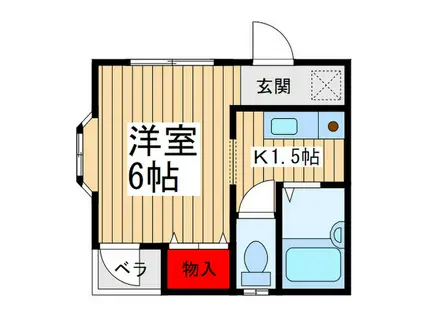 クレストアサカIII(1K/1階)の間取り写真