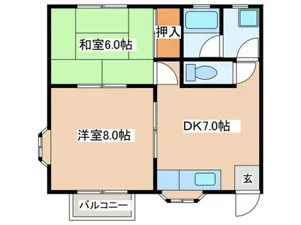 ハイツイマイ(2DK/2階)の間取り写真