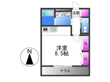 グランドール池島(1K/1階)の間取り写真