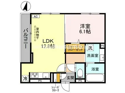トリシア武庫川(1LDK/3階)の間取り写真