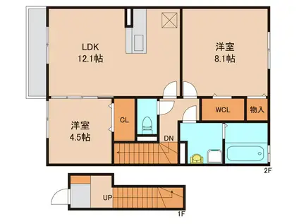 アモールIIC(2LDK/2階)の間取り写真