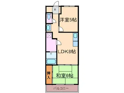 松原メイトマンション(2LDK/6階)の間取り写真