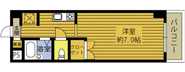 カーサ・コモーダ(1K/3階)の間取り写真