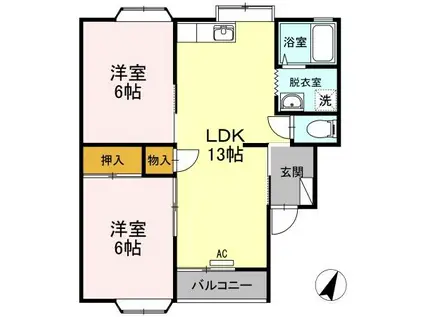リトラウイングA(2LDK/2階)の間取り写真