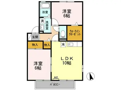 ティファニーMⅢA(2LDK/1階)の間取り写真