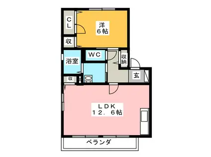 KS参番館(1LDK/2階)の間取り写真