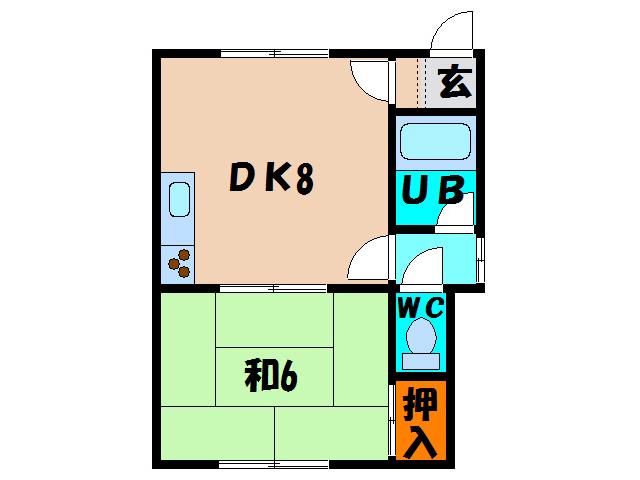 アークヒルズ大縄(1DK/2階)の間取り写真