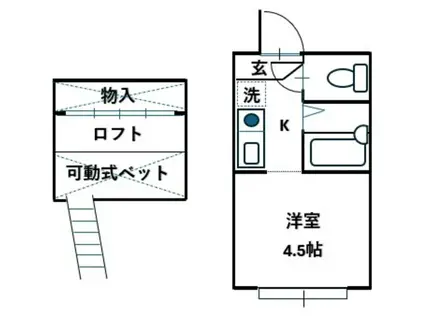 パンシオン淵野辺 A棟(ワンルーム/2階)の間取り写真