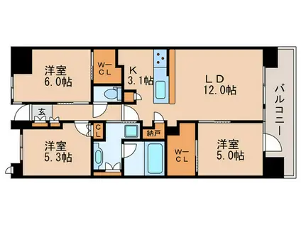 パークホームズ板橋本町ステーションコンフォート(3LDK/3階)の間取り写真