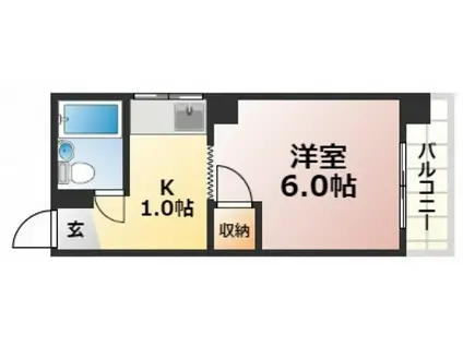 コーポ的場(1K/5階)の間取り写真