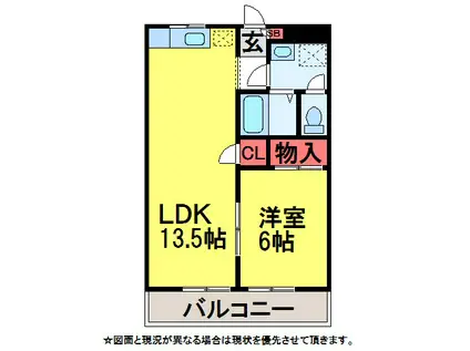 エスペランサB棟(1LDK/1階)の間取り写真