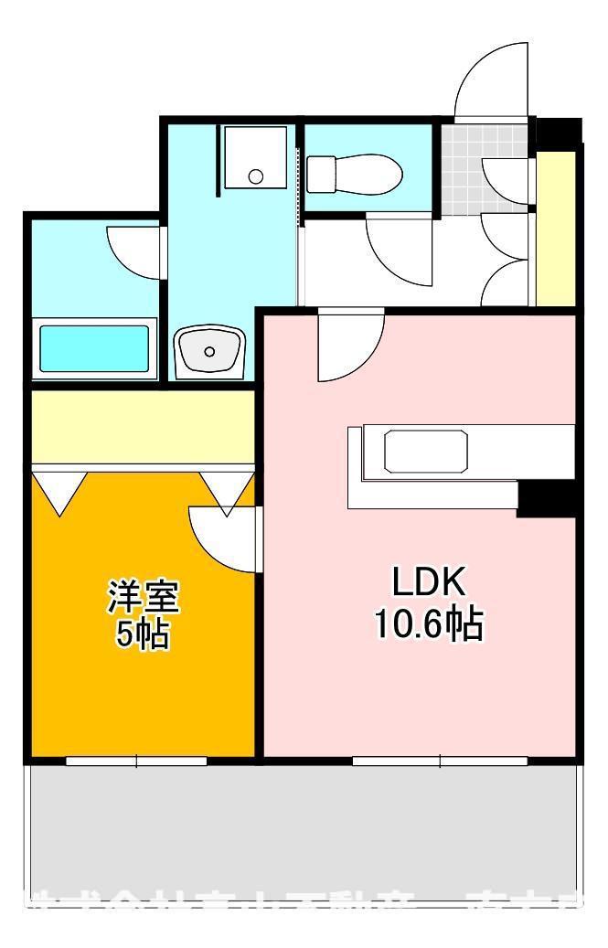 秋桜中間(1LDK/5階)の間取り写真