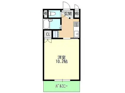 メルヴェーユ小幡I(1K/4階)の間取り写真