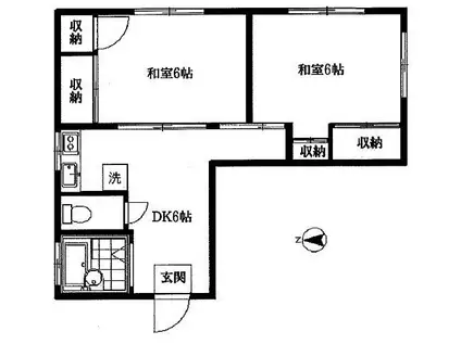 6丁目伊藤ビル(2DK/3階)の間取り写真