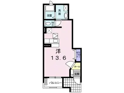 ミニョン光輝(ワンルーム/1階)の間取り写真