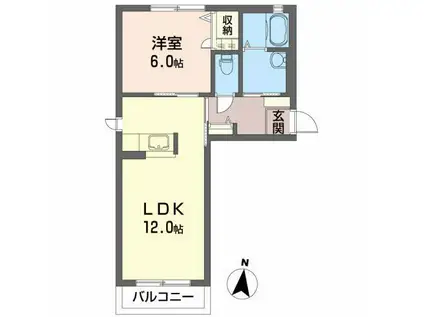 マノワール・デ・テクラB(1LDK/2階)の間取り写真