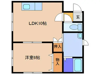 タカハシレジデンスI(1LDK/2階)の間取り写真