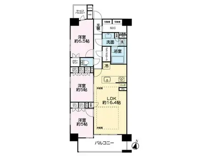 レーベン上杉ALBIO GARDEN(3LDK/4階)の間取り写真