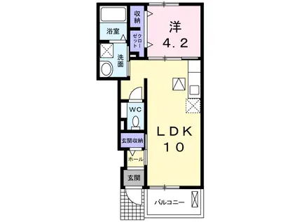 クラージュ I(1LDK/1階)の間取り写真
