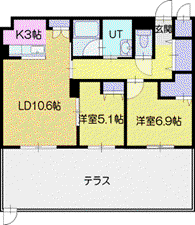 ジュノール千歳真々地(2LDK/1階)の間取り写真