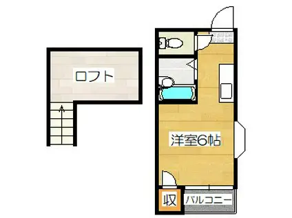 くじら館(ワンルーム/1階)の間取り写真