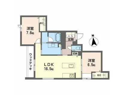 エクラージュ吹上(2LDK/1階)の間取り写真