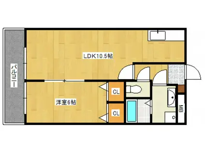 シーベル(1LDK/4階)の間取り写真
