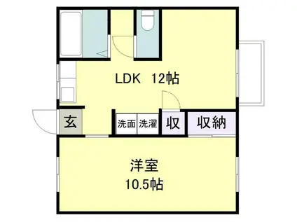 ビューラー広崎I(1LDK/2階)の間取り写真