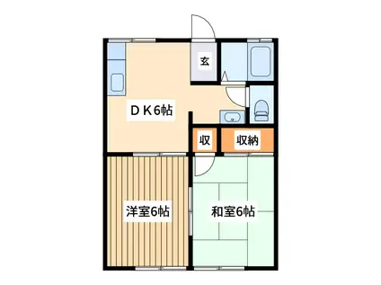 プルニエアカネ(2DK/1階)の間取り写真