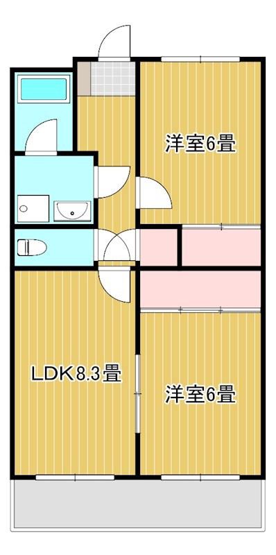 フローレンス門神(2LDK/3階)の間取り写真