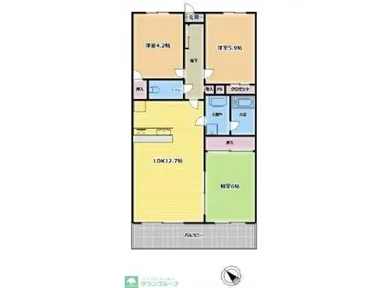 パラッシオ市川中山(3LDK/4階)の間取り写真