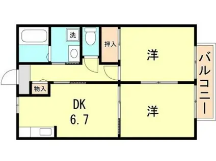 ファミリエ磯馴A(2DK/1階)の間取り写真