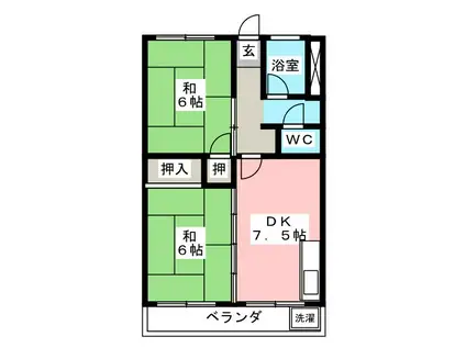 三沢ビル(2DK/1階)の間取り写真