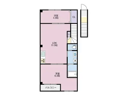 PEACE CLASSE(2LDK/2階)の間取り写真