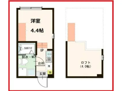 ラシエールII(ワンルーム/1階)の間取り写真