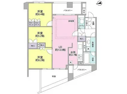 THECENTURYMIYAZAKIDAI(3LDK/3階)の間取り写真