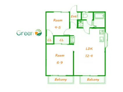 クローバーハウス(2LDK/2階)の間取り写真