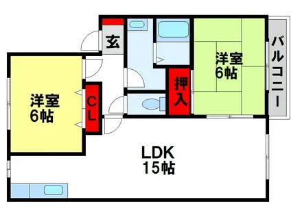 コートビレッジ後藤(2LDK/1階)の間取り写真