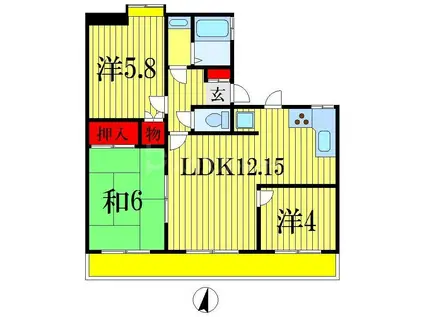 インシュランスビルディングIX(3LDK/3階)の間取り写真