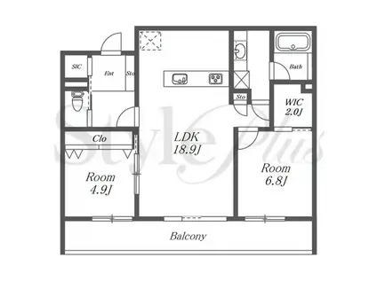 AKATSU GARDEN HOUSE 北棟(2LDK/2階)の間取り写真
