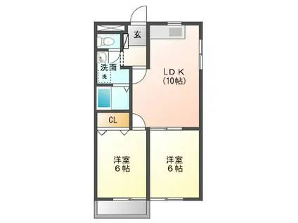 コスモハイツ(2LDK/2階)の間取り写真
