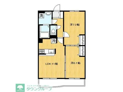 パインコート日吉(2LDK/2階)の間取り写真