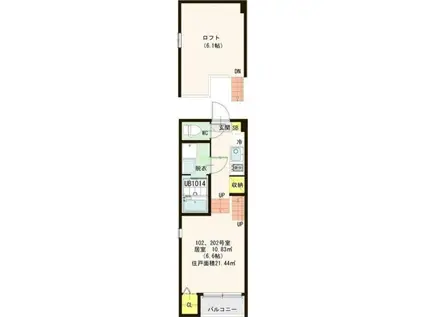 ハーモニーテラス六丁の目VII(1K/2階)の間取り写真