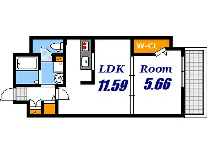 西蟹屋K.K(1LDK/7階)の間取り写真