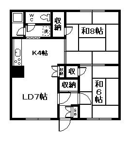浜本ハイツ(2LDK/2階)の間取り写真