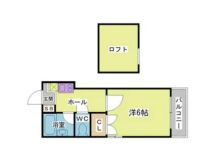 サニーウェル鈴蘭(1K/1階)の間取り写真