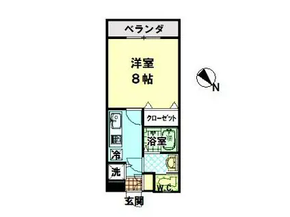 グラスルーツ(1K/2階)の間取り写真